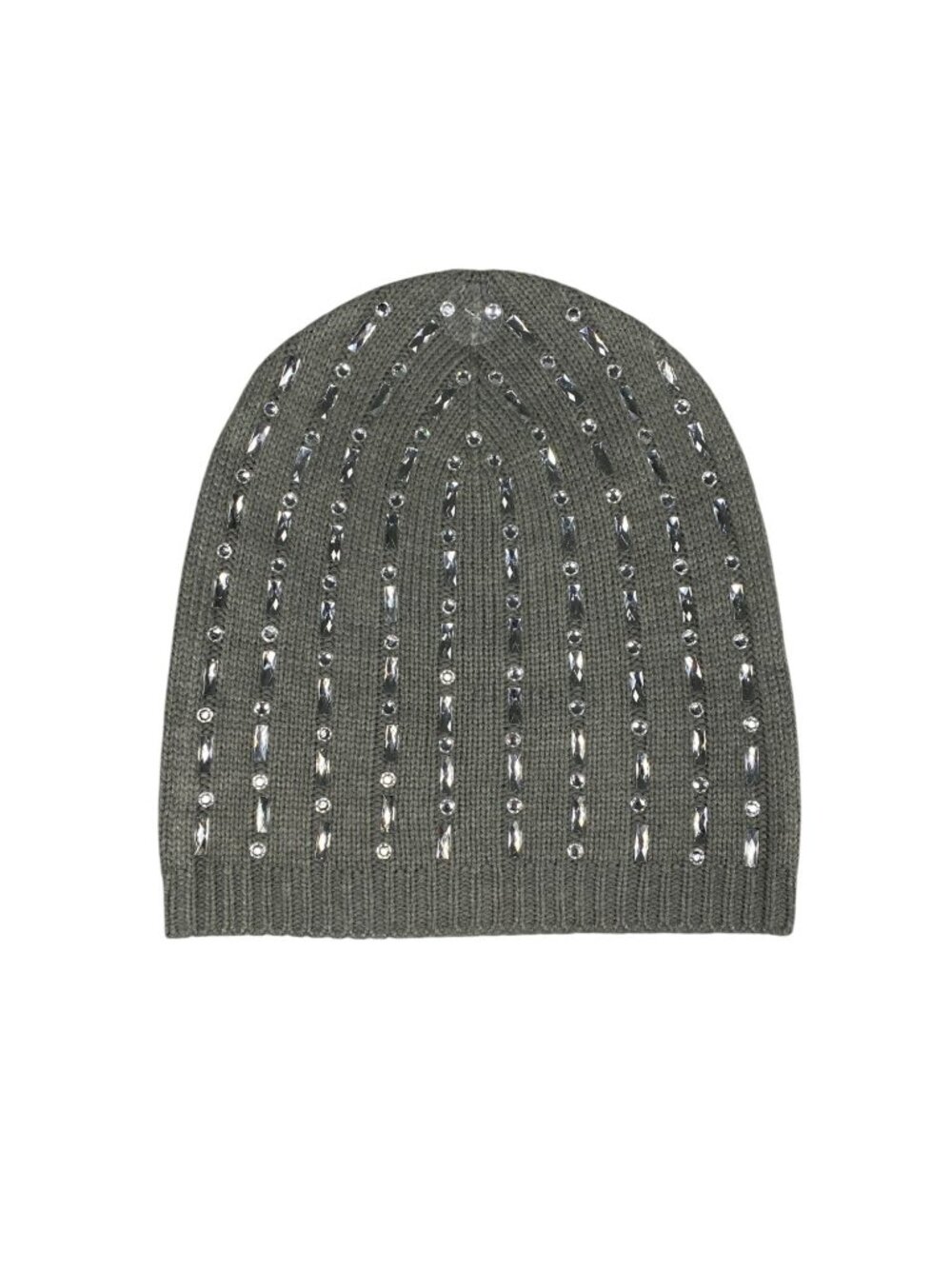 Mixit Gray Knit Beanie Rhinestone Embellishments Casual Winter Hat One Size NWT